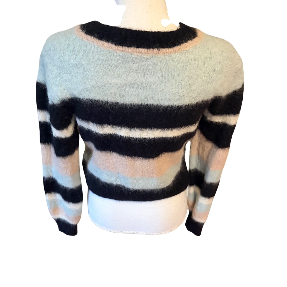 ba&sh Maria Stripe Alpaca Blend Sweater XS Fuzzy Soft Girl Balletcore Cozy - Picture 2 of 8